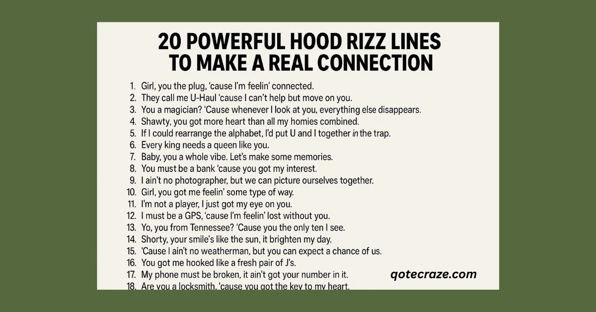 20 Powerful Hood Rizz Lines to Make a Real Connection