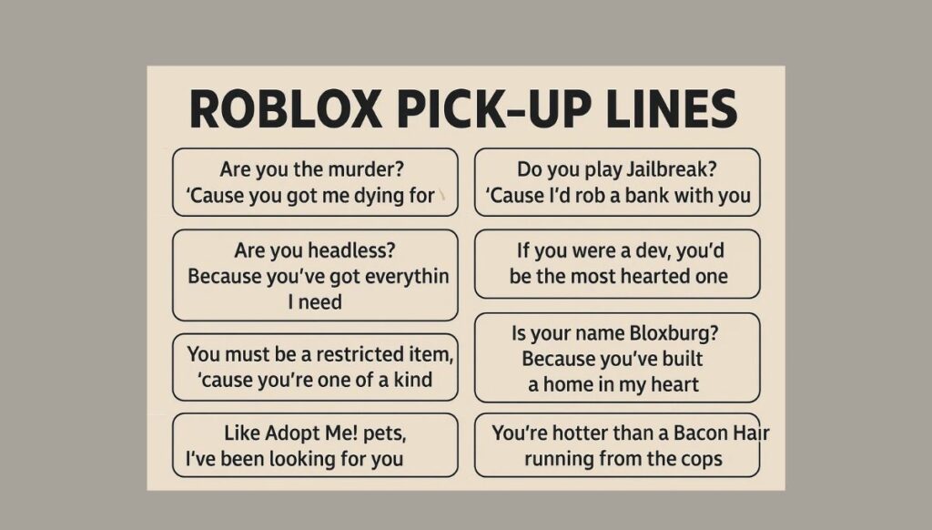 Roblox pick-up lines for real fans (funny, clever, and flirty ideas)